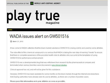 WADA felhívás: A GW501516 egy igen veszélyes tiltott szer